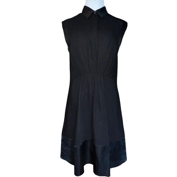 3.1‎ Phillip Lim Womens Half Button Down Sleeveless A Line Dress Black Silk Sz 4 - Picture 1 of 9